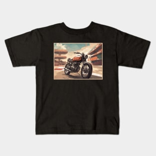 Vintage Cafe racer 50s vibe motorcycle Kids T-Shirt